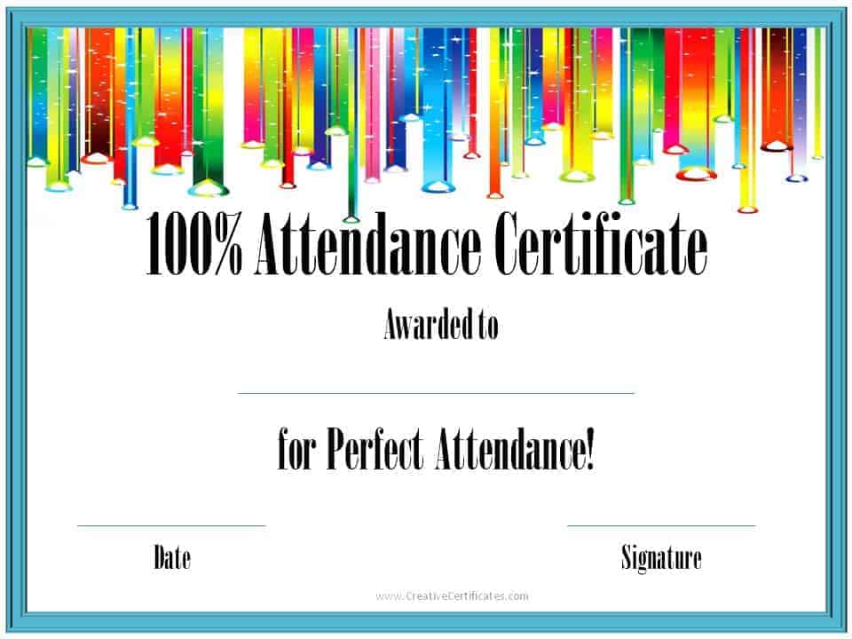 Perfect Attendance Award Certificates