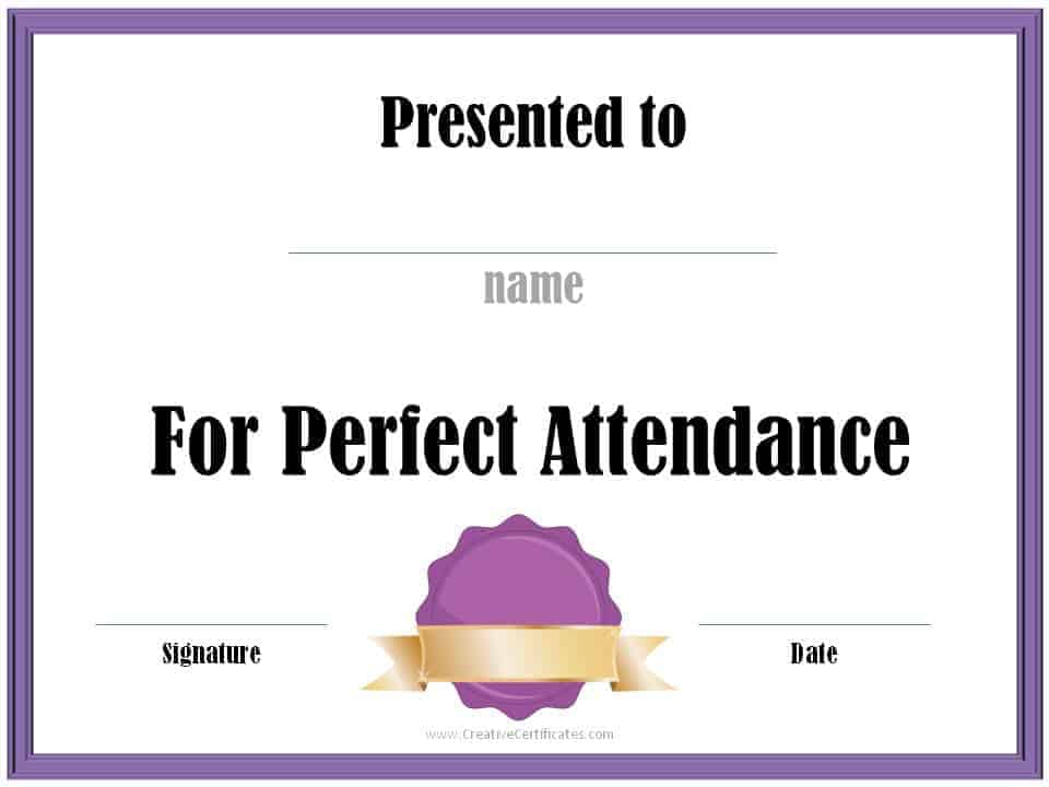 Free Printable Perfect Attendance Award Certificate