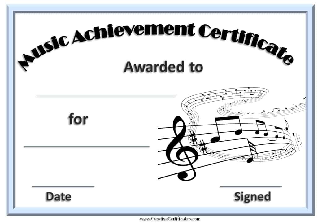 Music Certificate Template Free And Customizable