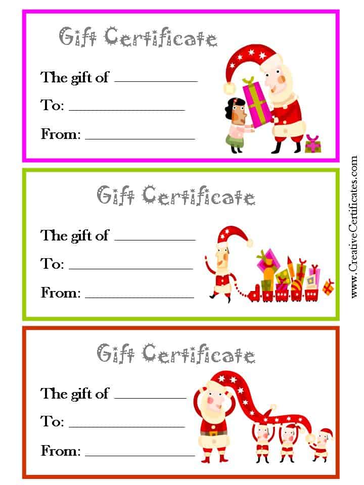 Gift Certificates Christmas Gift Certificate Template Gift Card