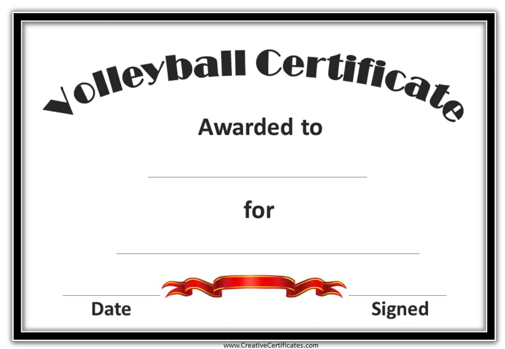 Free Printable Volleyball Certificates Printable Blank World