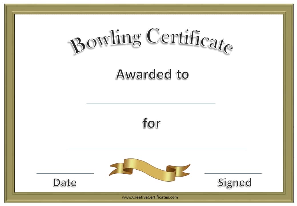 Free Bowling Certificate Template