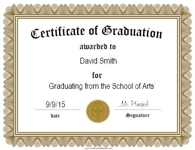 Free Printable Graduation Certificate Templates Professional Template