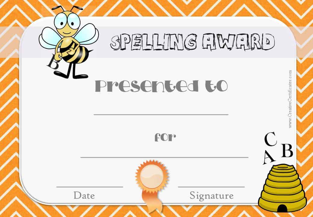 Spelling Bee Certificate Printable