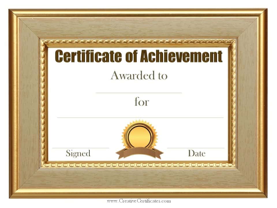 Free Customizable Certificate Of Achievement