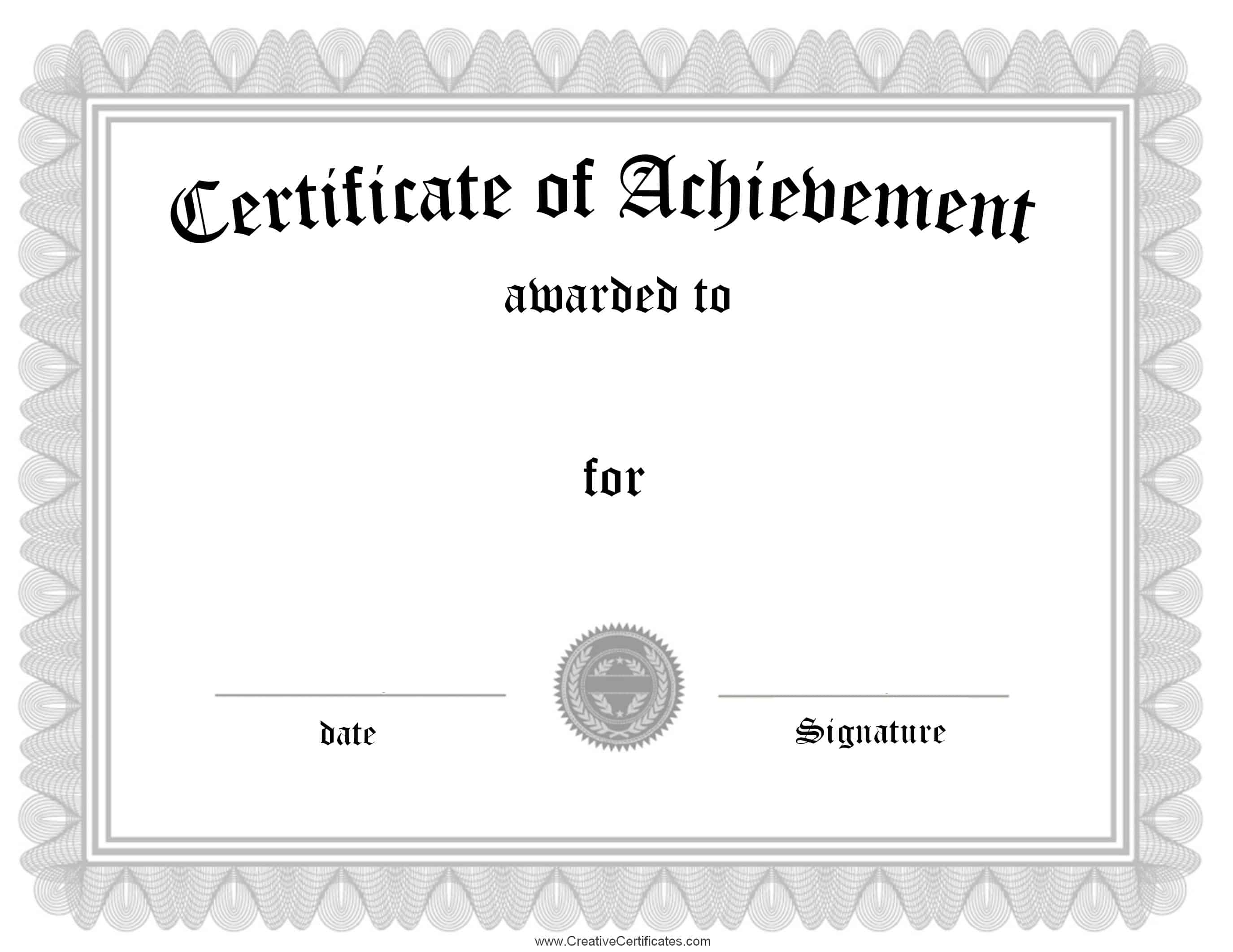 Free Customizable Certificate Of Achievement