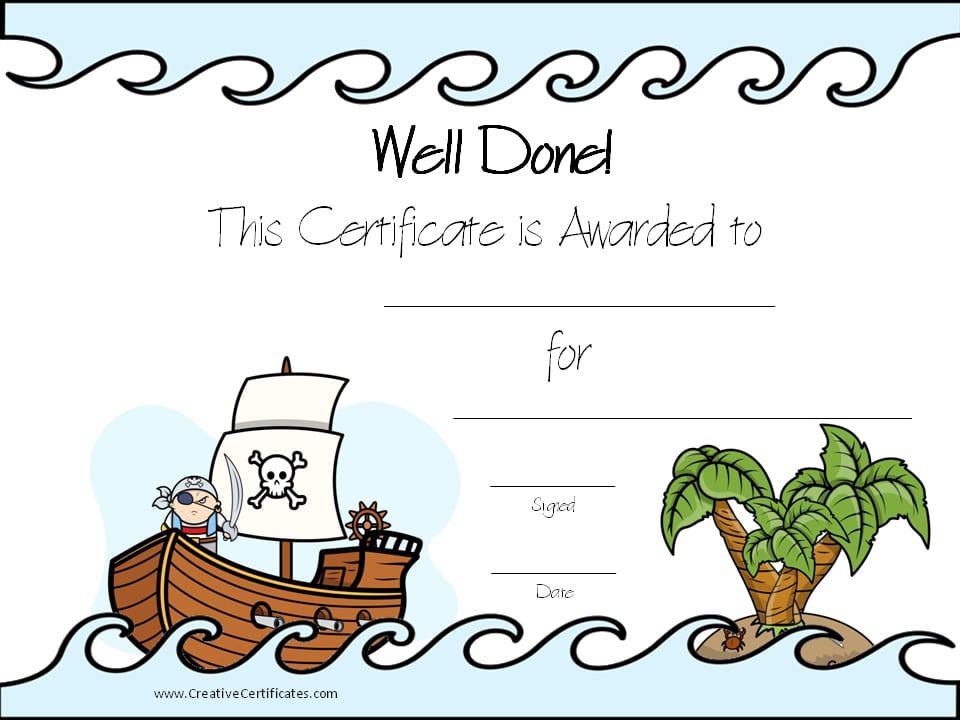 Free Printable Pirate Certificates For Kids