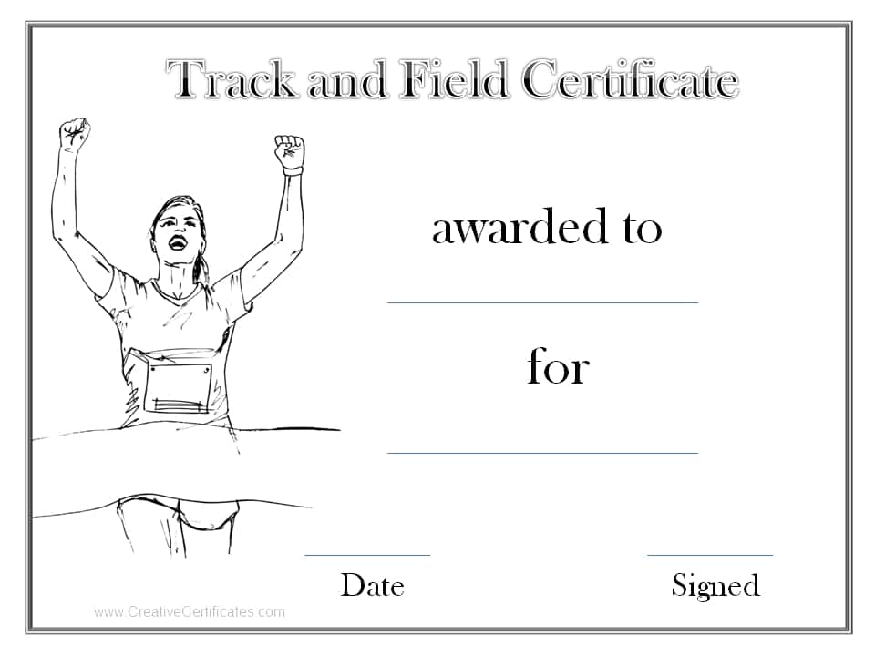 Track And Field Certificate Templates Free Customizable