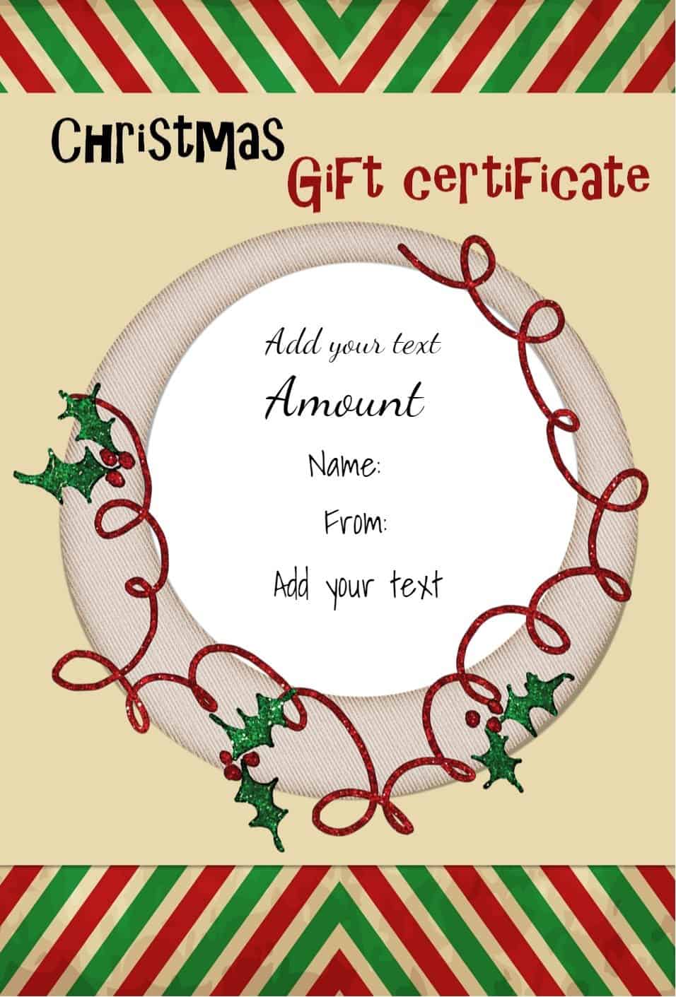 Holiday Gift Certificate Template Free Printable