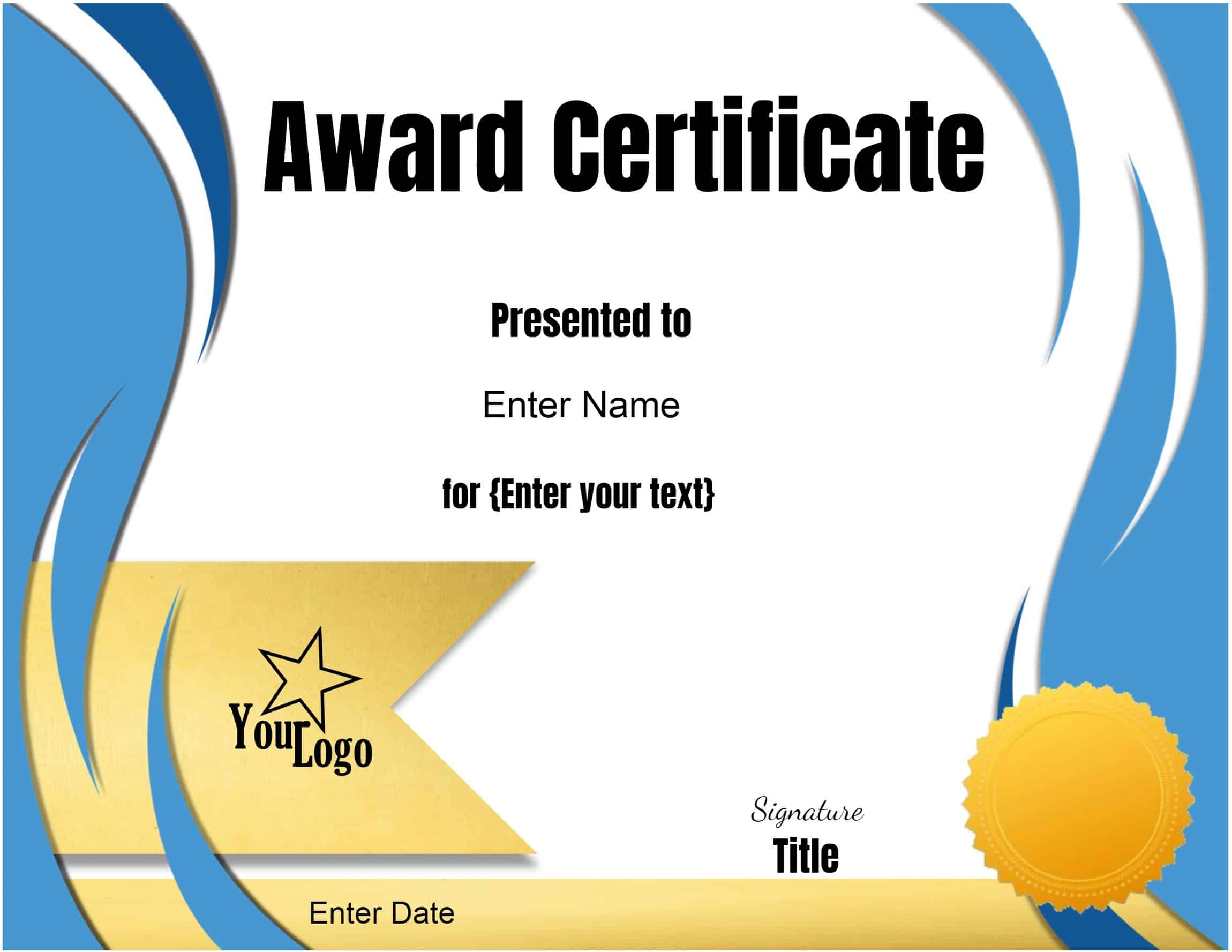 Free Printable Editable Award Certificates