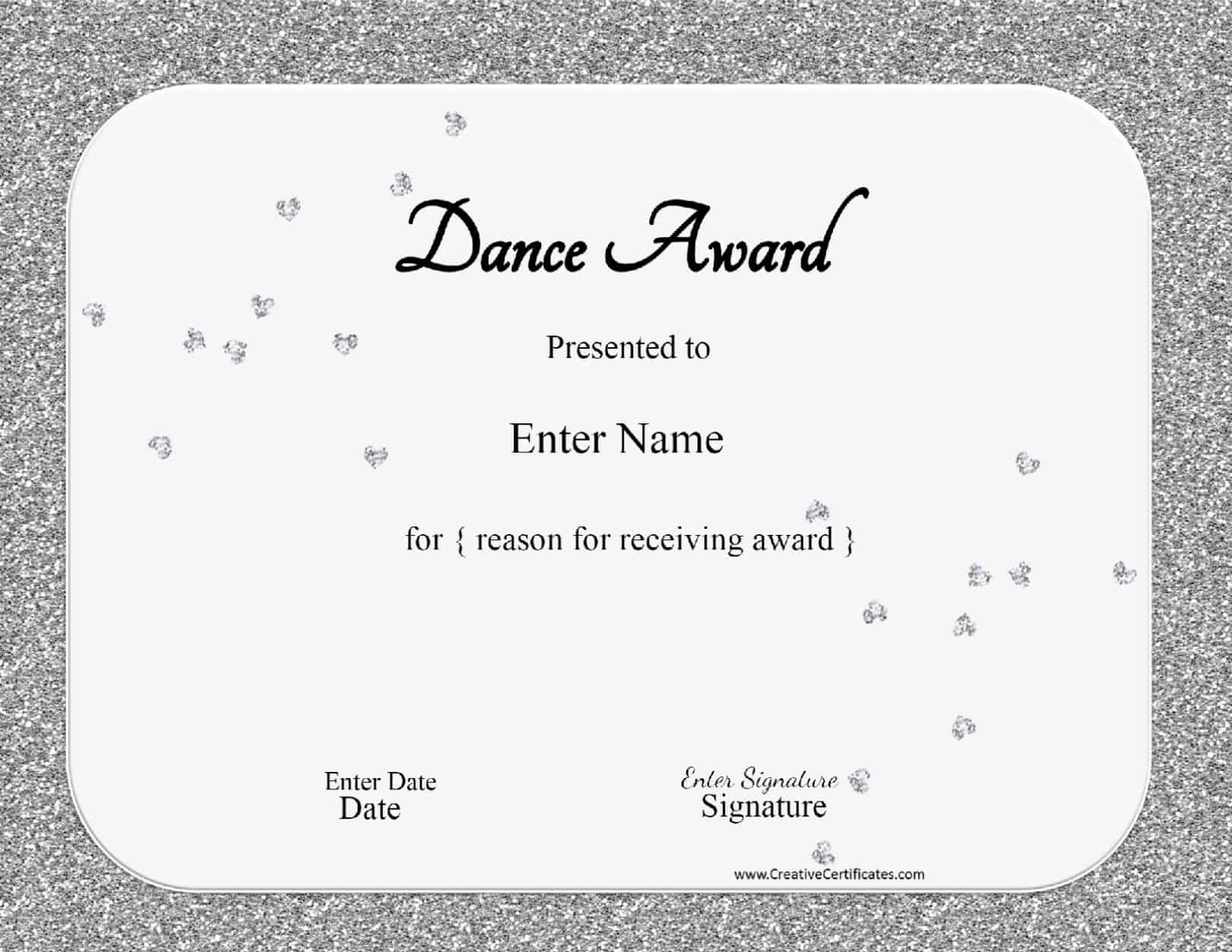 Free Dance Certificate Template Customizable And Printable