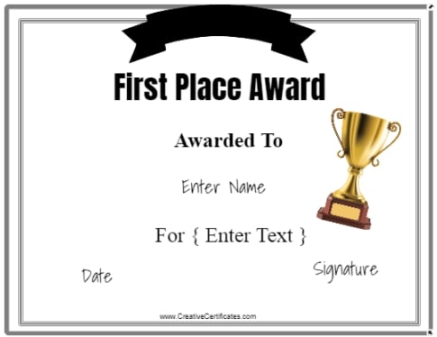 Winner Certificate Customize Online Print at Home No Registration