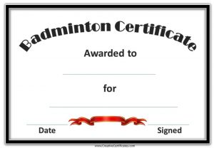 Free Badminton Certificate Template - Customize Online