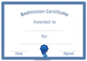 Free Badminton Certificate Template - Customize Online