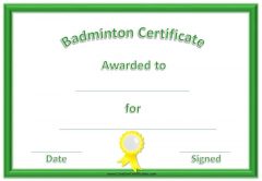 Free Badminton Certificate Template - Customize Online