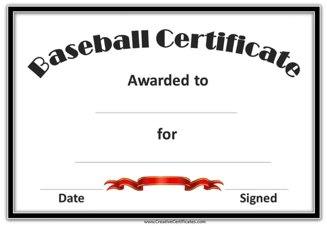 Free Editable Baseball Certificates Customize Online Print At Home