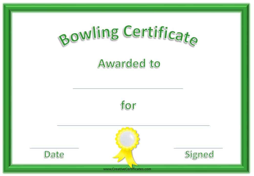 Free Bowling Certificate Template