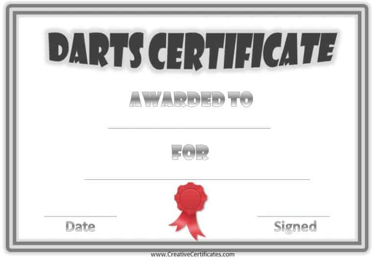 Free Printable Darts Award | Customize Online then Print