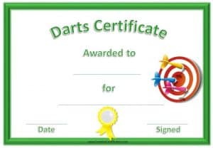 Free Printable Darts Award | Customize Online then Print