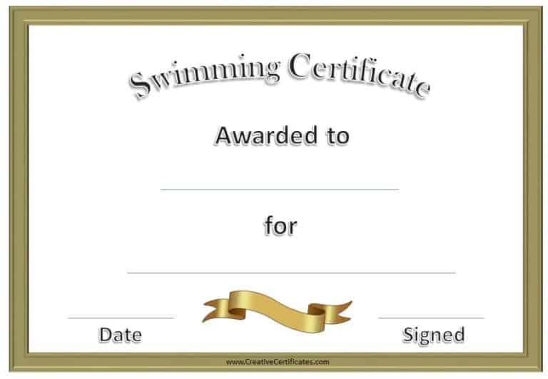 FREE Swimming Certificate Templates | Customize Online