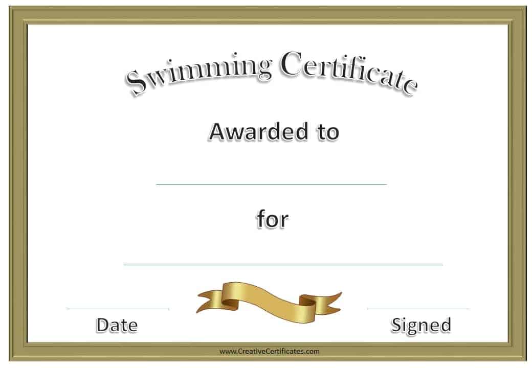 Free Swimming Certificate Templates Customize Online
