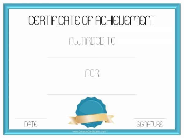 Free Customizable Certificate Of Achievement