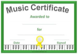 Free Editable Music Certificate Template - Free and Customizable