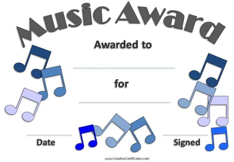 Free Editable Music Certificate Template - Free and Customizable