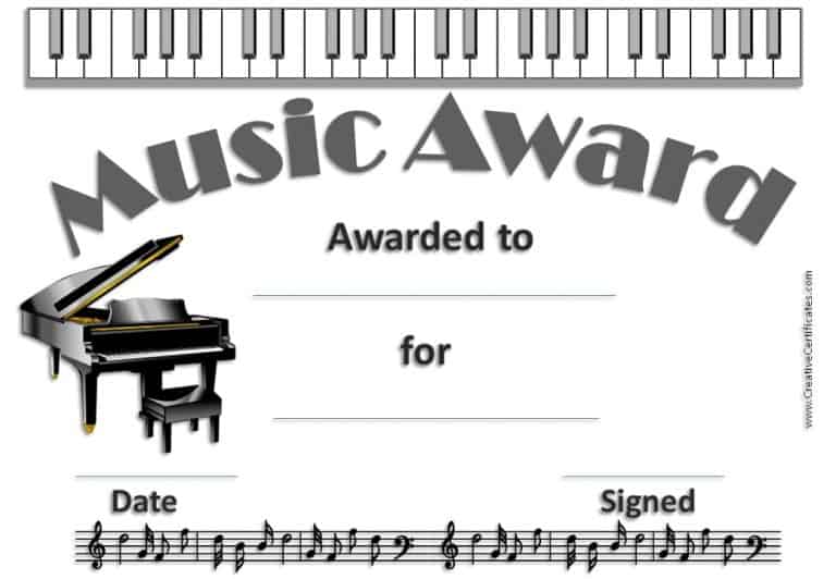 Free Editable Music Certificate Template - Free and Customizable