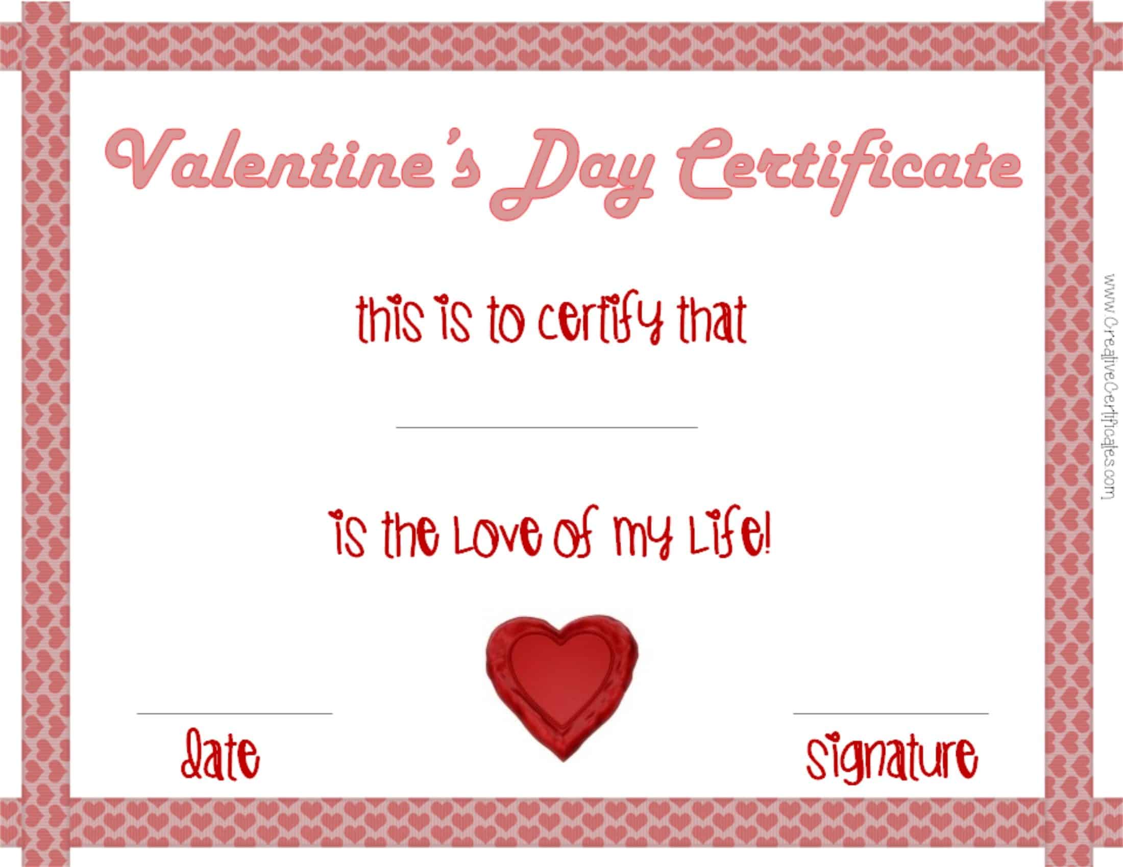 Valentine s Day Certificates