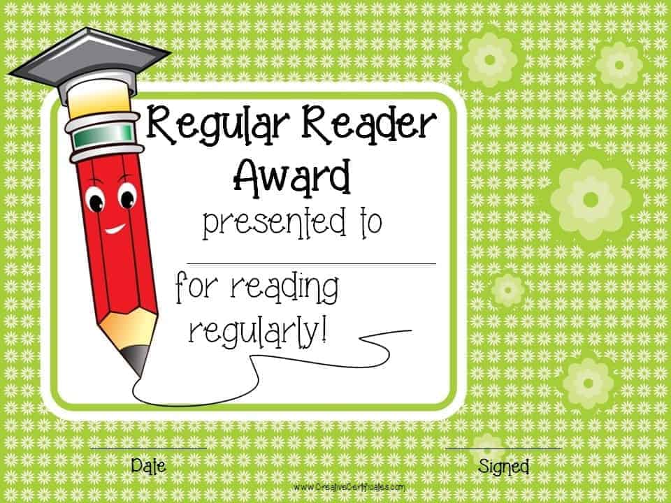 Free Editable Reading Certificate Templates Instant Download