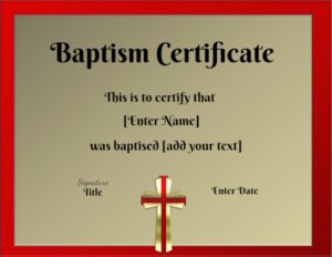 Free Printable Baptism Certificate | Customizable