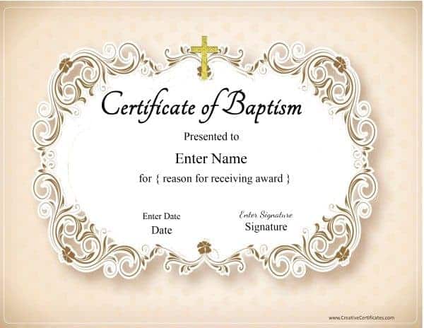 Free Printable Baptism Certificate | Customizable