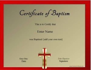 Free Printable Baptism Certificate 