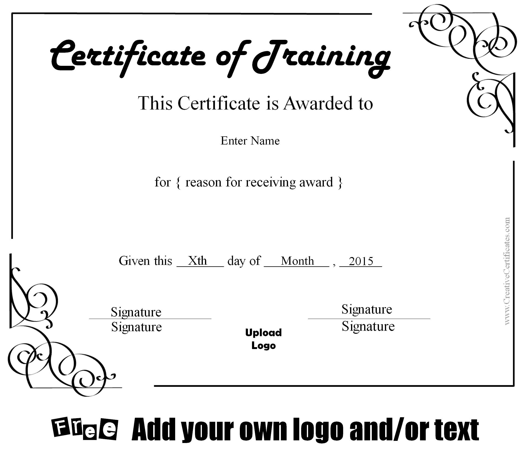 Free Certificate Of Training Template Customizable