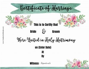 Free Marriage Certificate Template | Customize Online then Print