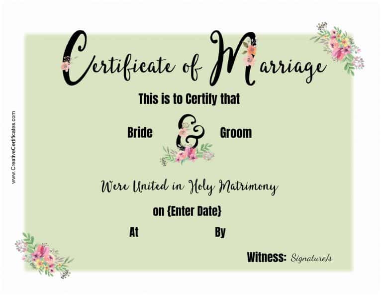 Free Marriage Certificate Template | Customize Online then Print