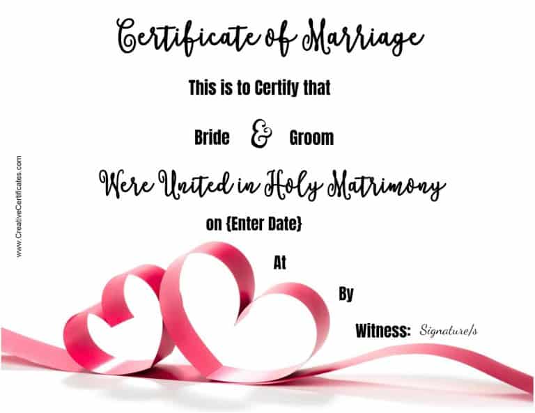 Free Marriage Certificate Template | Customize Online then Print