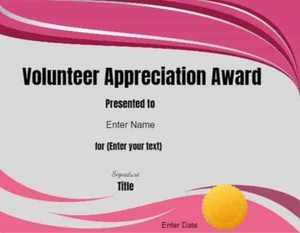 Volunteer Certificate of Appreciation | Customize Online then Print