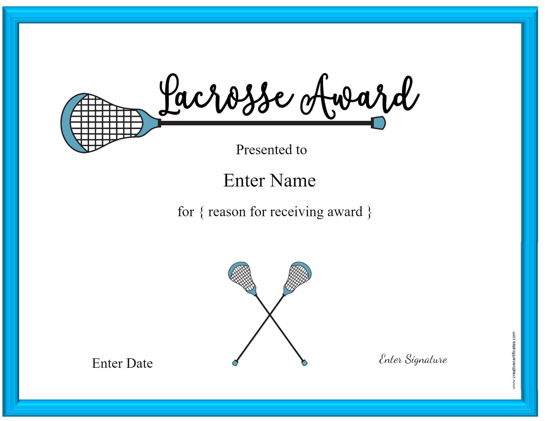 Free Printable Lacrosse Awards And Certificates Customizable