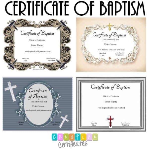 water baptism certificate template
