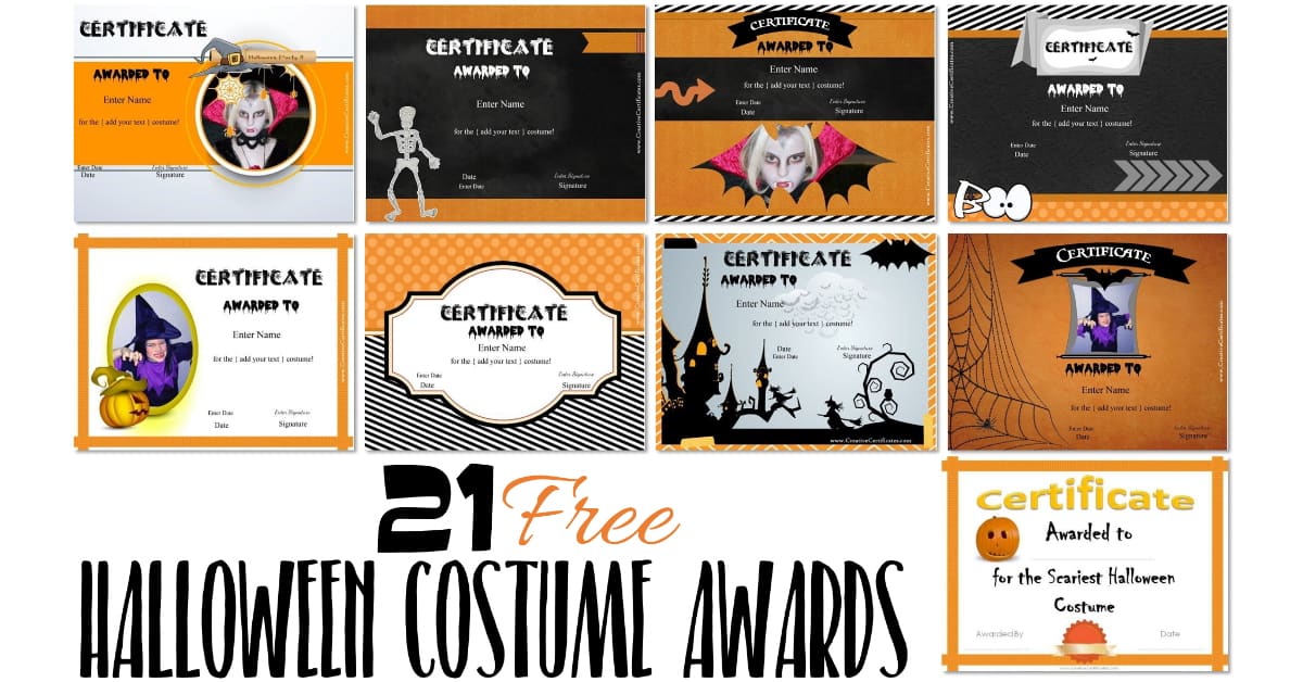 Free Halloween Costume Awards Customize online Instant Download