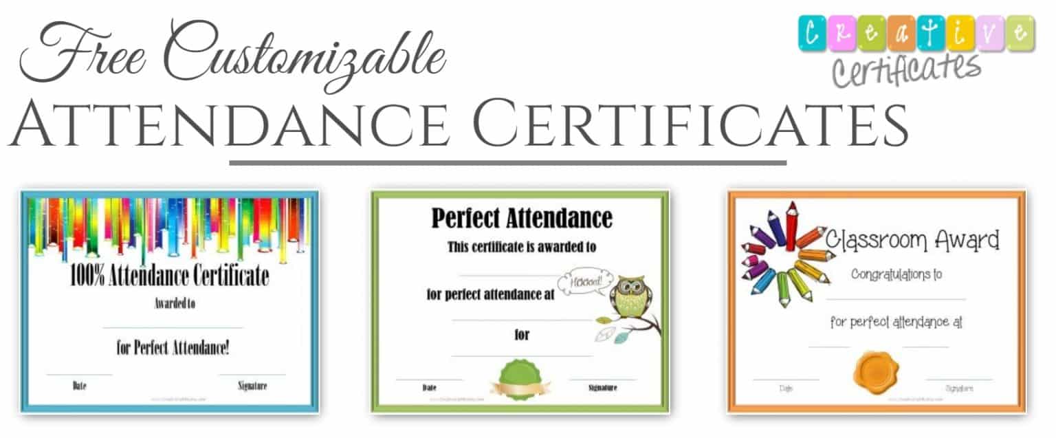 Free Printable Perfect Attendance Certificate Templates Customizable 8605