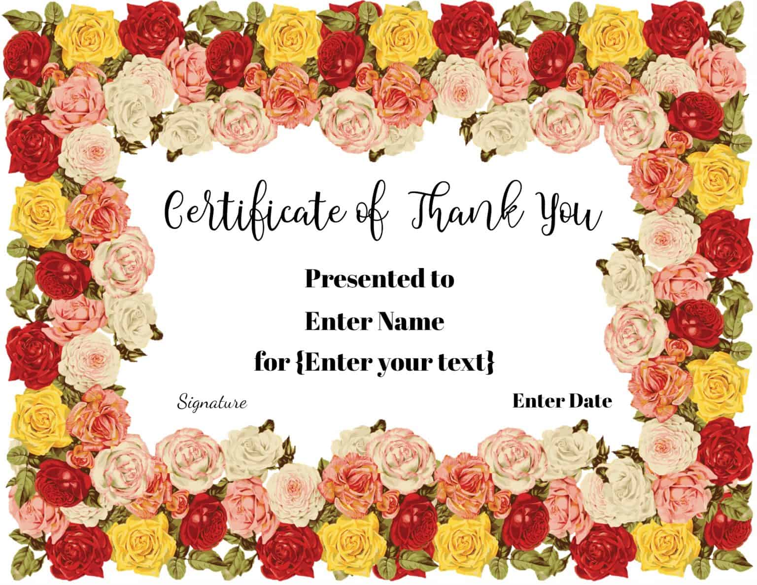 FREE Editable Certificate of Thank You | Edit Online then Print