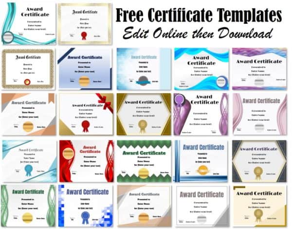 Free Certificate Templates | Edit Online & Print At Home | Instant Download