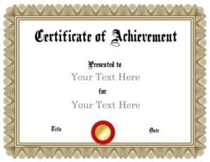 Free Customizable Certificate of Achievement