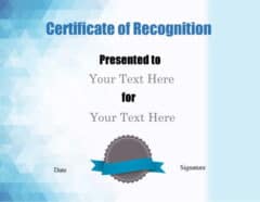 Free certificate of recognition template | Customize online