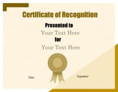 Free certificate of recognition template | Customize online