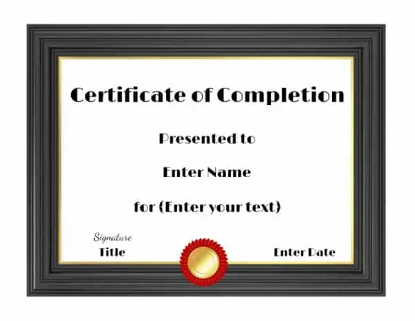 completion certificate