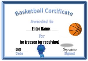 Free Editable & Printable Basketball Certificate Templates